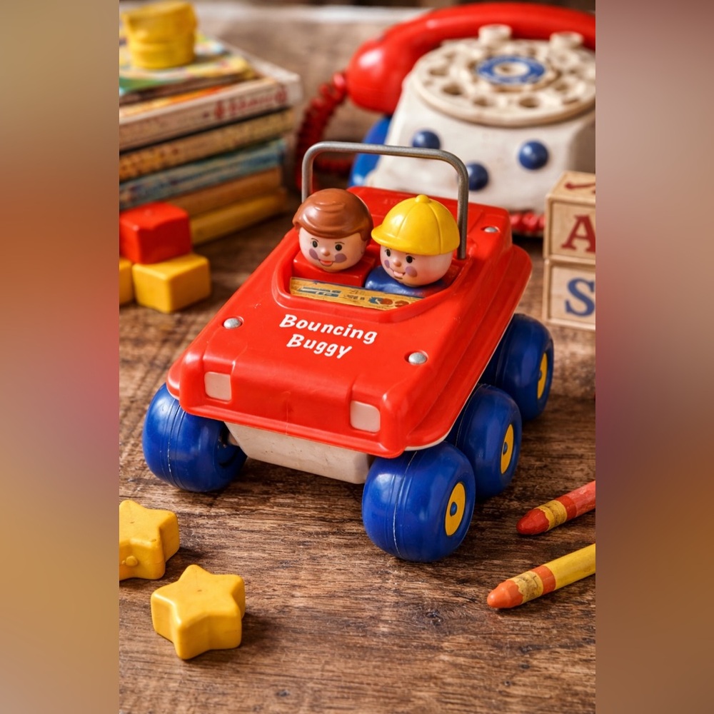 Vintage Fisher-Price Bouncing Buggy Toy 1973 Model 122 Retro Classic